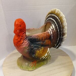 Vintage R B Japan Planter Colorful Turkey Figurine MCM